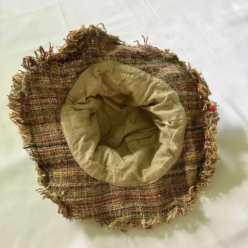 Hemp Bucket Hat Fringe Multi Color Beach Boho Summer - Picture 3 of 5